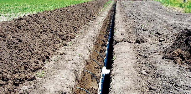 Exemplu de conductă de picurare instalată sub nivelul solului